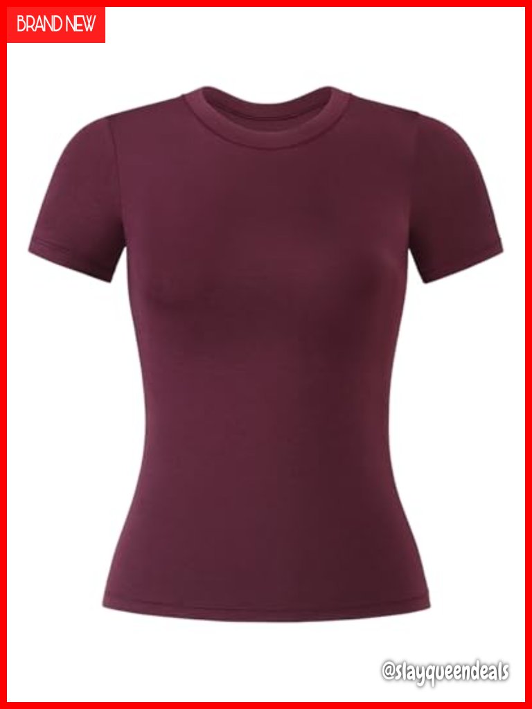 Women's Fitted Crop T-Shirt Short Sleeve Crew Neck Modal Spandex